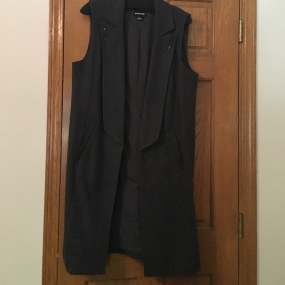 Gray wool long vest